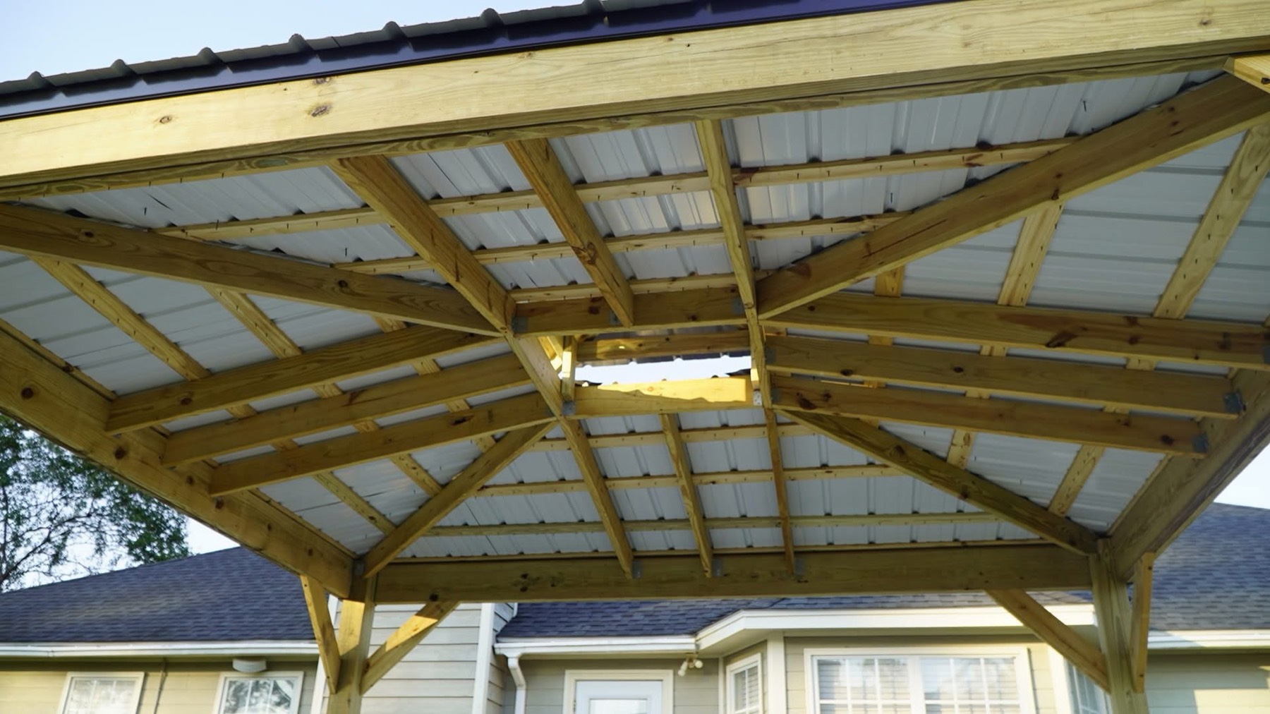 Underside framing, hip roof with cupola