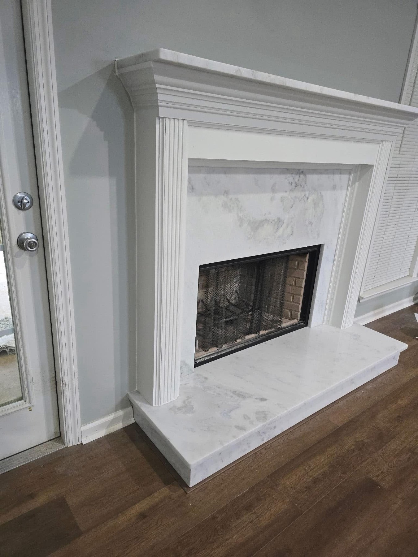 Marble fireplace, detail view